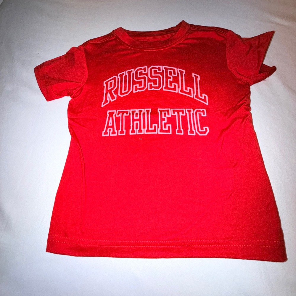 Russell Athletic T-Shirt Kids 2T Red Excellent Short Sleeve Graphic Logo Tee